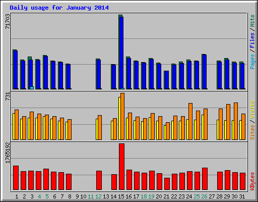 Daily usage for January 2014