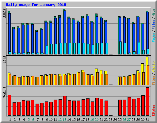 Daily usage for January 2019