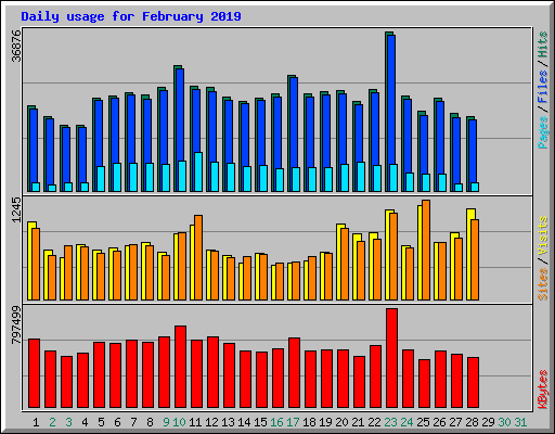 Daily usage for February 2019