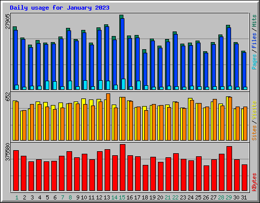 Daily usage for January 2023