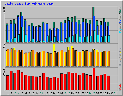 Daily usage for February 2024