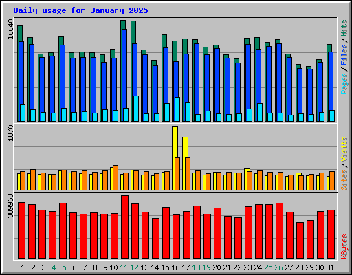 Daily usage for January 2025